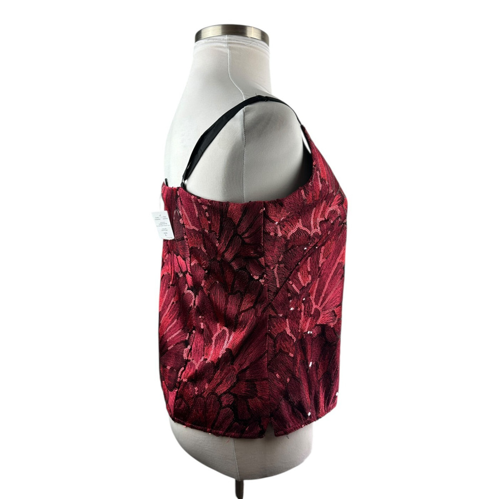 NWT White House Black Market Sequin Embroidered Camisole Top Red Blouse Large - Picture 15 of 16